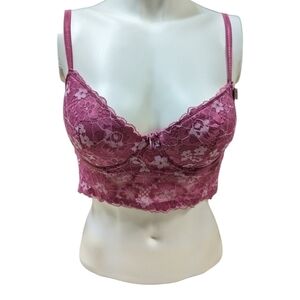 Adored by Adore‎ Me Payal Longline Underwire Floral Lace Demi Cup Bra 32C New